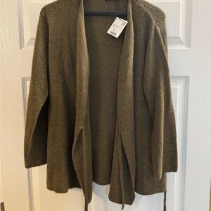 NWT Zara Olive Green Open Front Cardigan Sweater